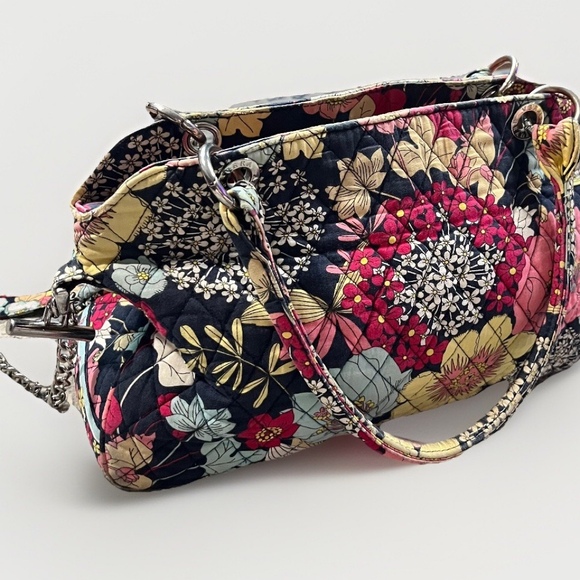 Vera Bradley Happy Snails Quilted Satchel Floral Shoulder Chain Bag Cottagecore - Picture 7 of 11